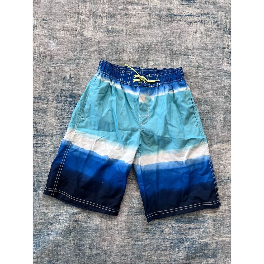 Crazy 8 Blue White Aqua Swim Trunks Boys Large (10 - 12)